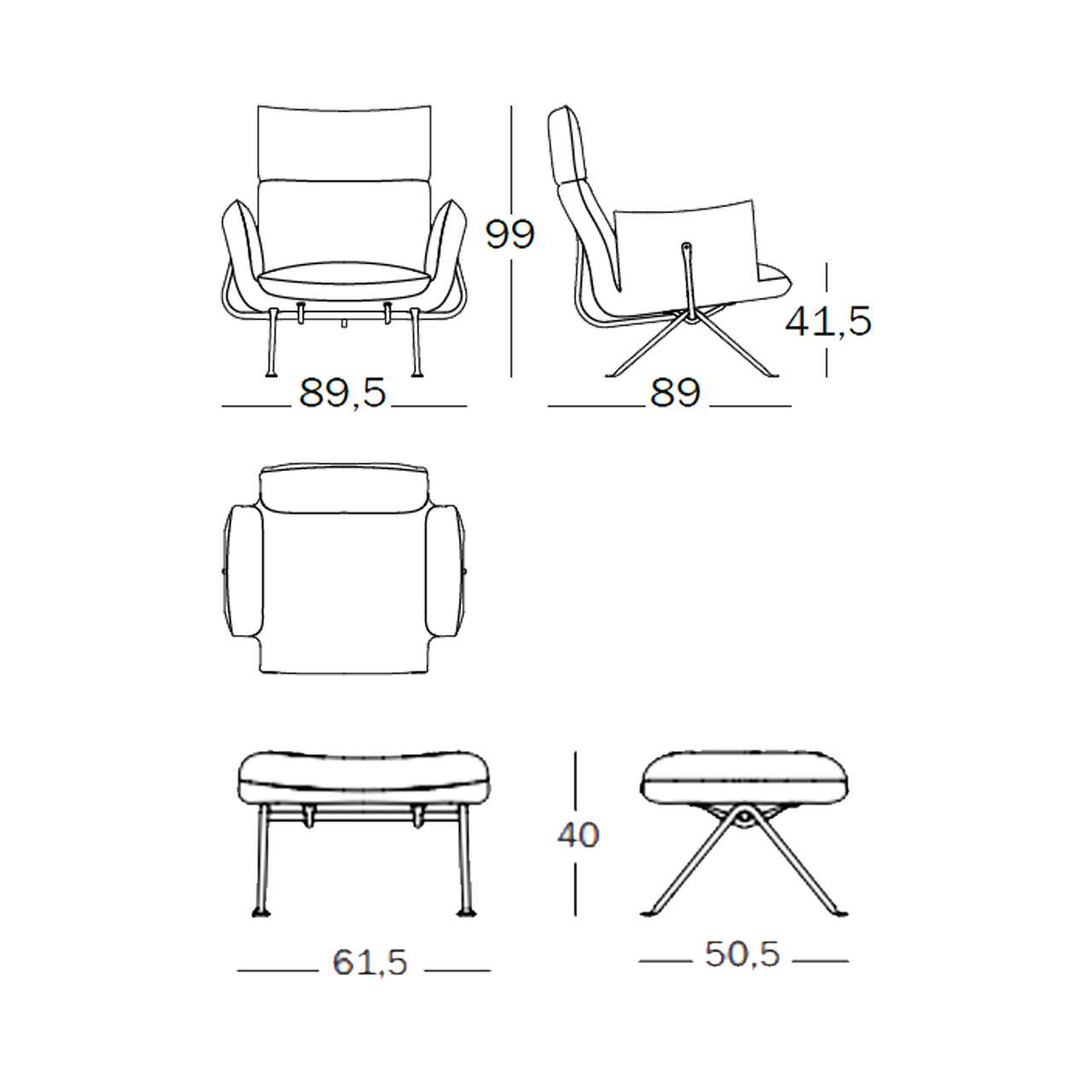 Magis - Poltrona schienale alto & Ottoman Officina struttura zincata  rivestimento cat.2 - LONGHO