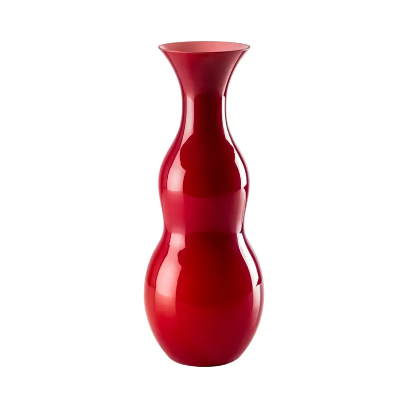 Vaso veneziano d'arredo classico rosso con murrine