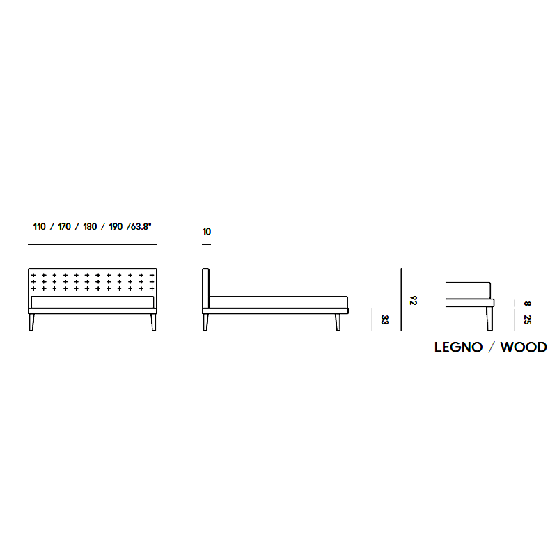 Horm - Letto matrimoniale Ebridi Legno Tessile rivestimento tessuto basic -  LONGHO